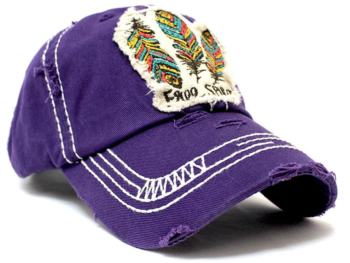 Triple Feather "Free Spirit" Patch Embroidery Hat - Caps 'N Vintage 