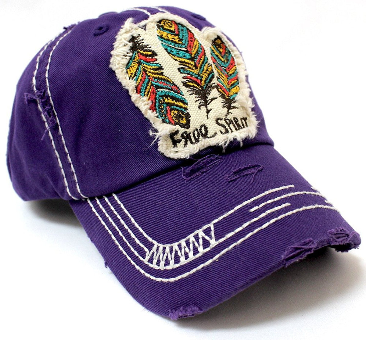 Triple Feather "Free Spirit" Patch Embroidery Hat - Caps 'N Vintage 