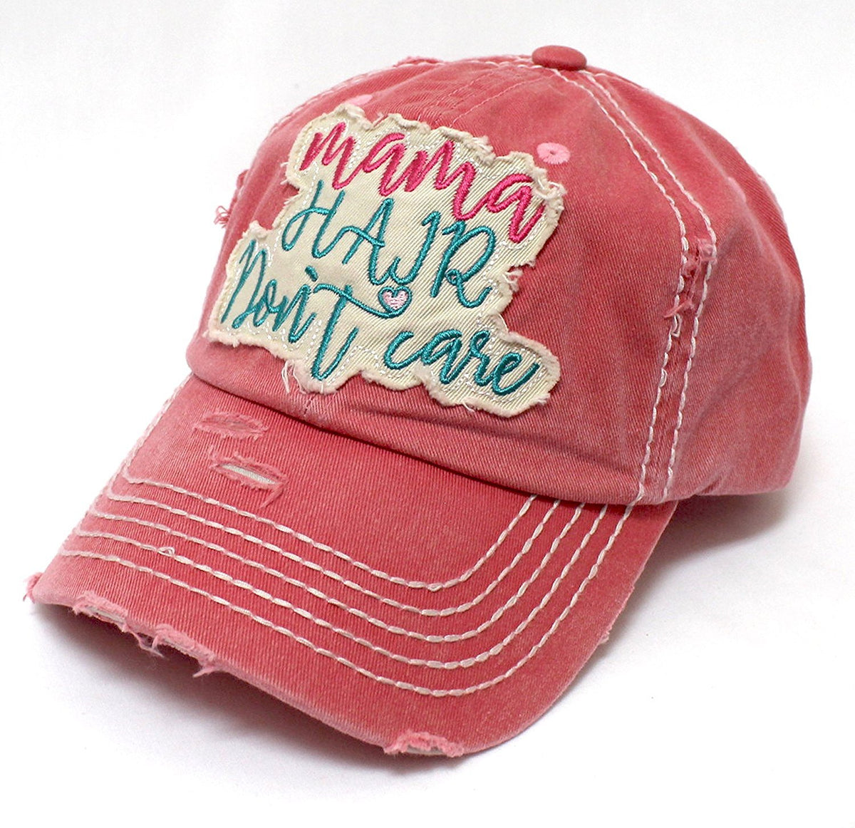 Women's "MAMA HAIR DON'T CARE" Patch Embroidery Vintage Hat Cap - Caps 'N Vintage 