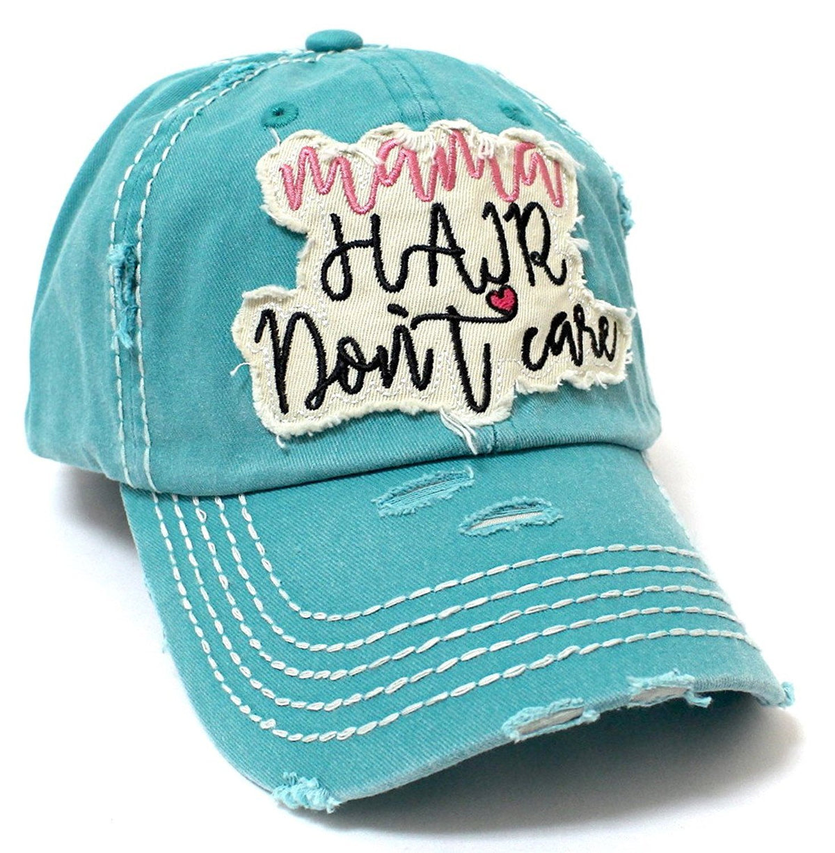 Women's "MAMA HAIR DON'T CARE" Patch Embroidery Vintage Hat Cap - Caps 'N Vintage 