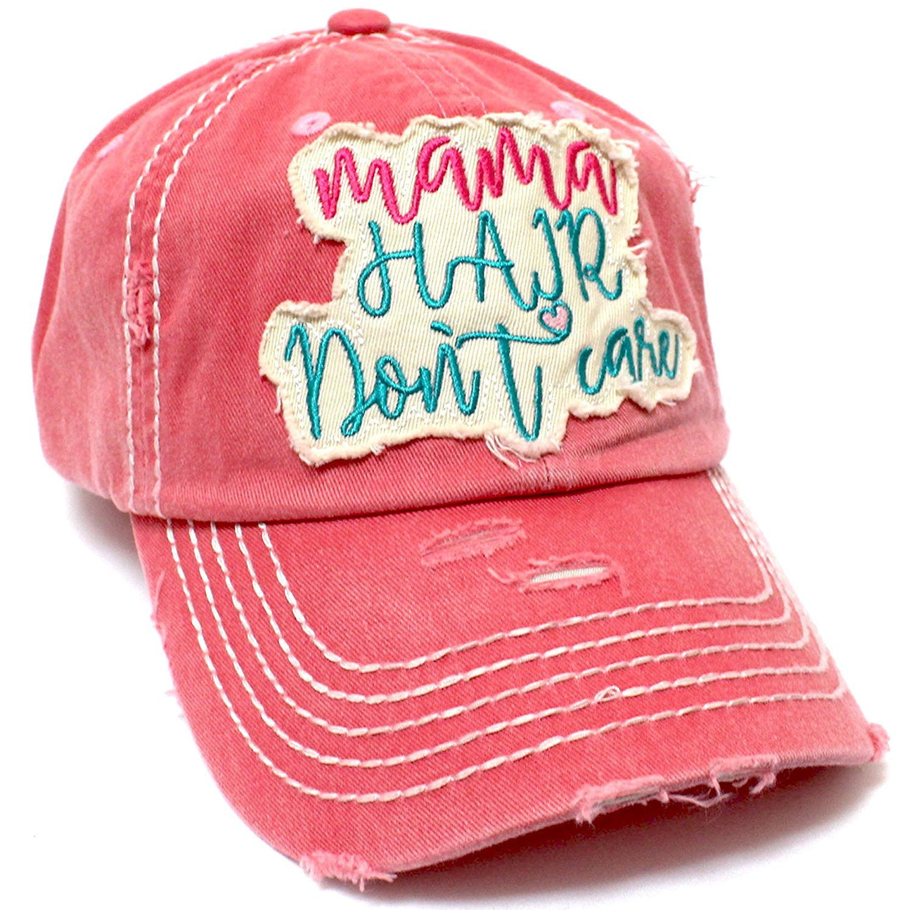 Women's "MAMA HAIR DON'T CARE" Patch Embroidery Vintage Hat Cap - Caps 'N Vintage 