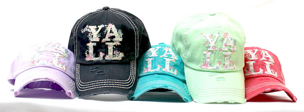 LILAC & FRESH MINT GREEN Women's Hey Y'all Spring Floral Cap - Caps 'N Vintage 